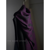 赞叹级 喜庆深紫手绘写意印花围巾披巾 震撼帝王紫柔软舒适春秋季