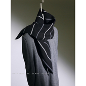 日本订单 客供面料条纹黑灰色纯棉小方巾清新文艺风小丝巾春夏季