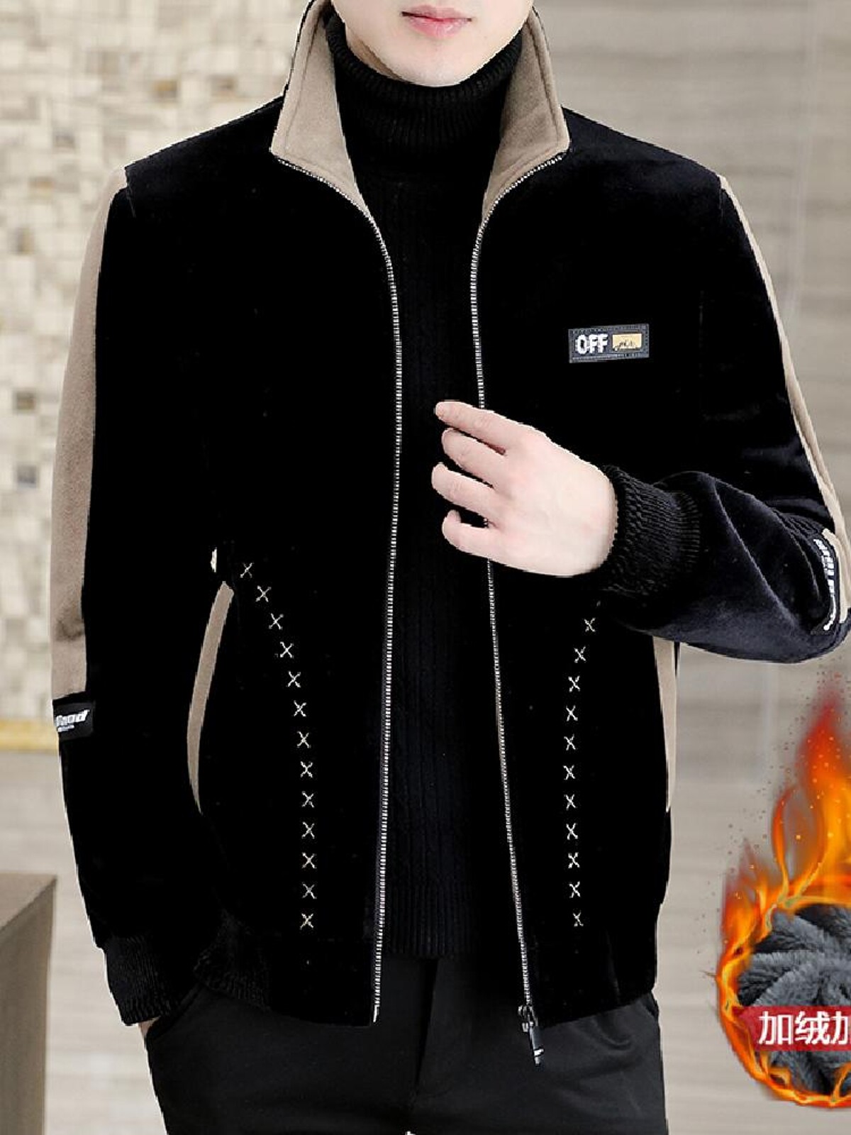 2024 캐주얼 남성 모직 코트 짧은 겨울 두꺼운 한국 스타일 유행 모직 코트 골드 밍크 벨벳 자켓 남성용