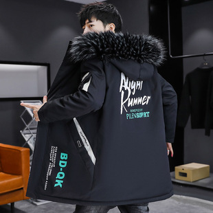 加绒加厚2025新款 冬季 冬装 中长款 羽绒棉服袄男潮流 外套棉衣男韩版