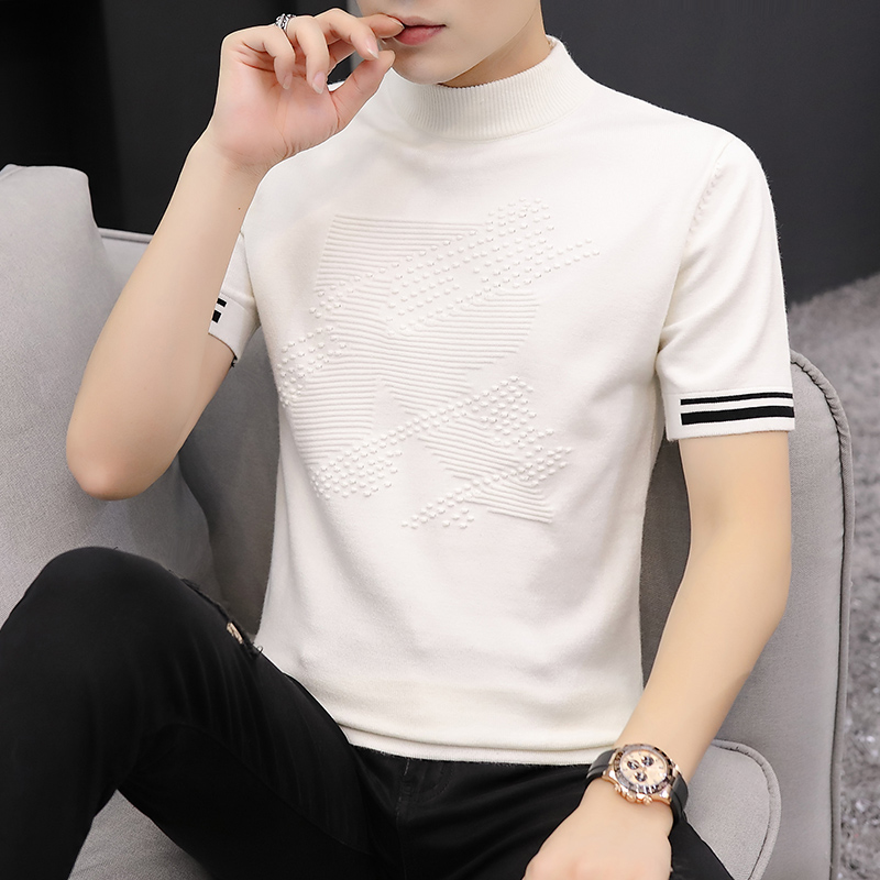 新款春季男士针织短袖潮流