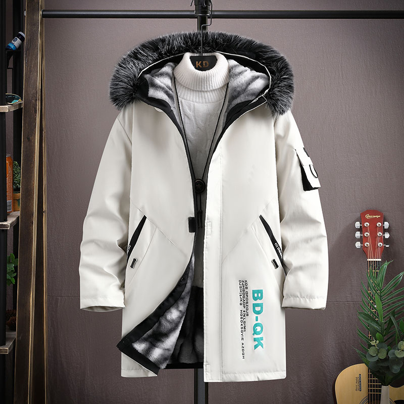 加绒加厚男士外套中长款潮流派克服棉衣冬季男装夹克2025新款风衣