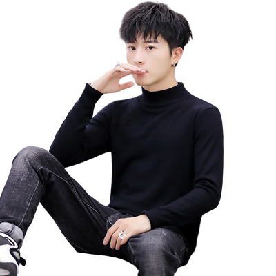 加绒加厚纯色中领潮流内搭毛衣