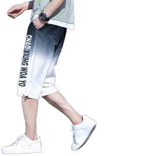 渐变短裤男士夏季薄款男款休闲运动七分裤子男生潮流冰丝五分中裤