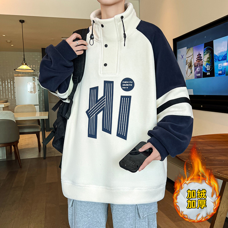 秋冬季青少年奥粒绒加厚印花卫衣