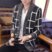 男装 男士 上衣服休闲夹克 春秋季 毛衣褂子修身 韩版 外套男帅气针织衫