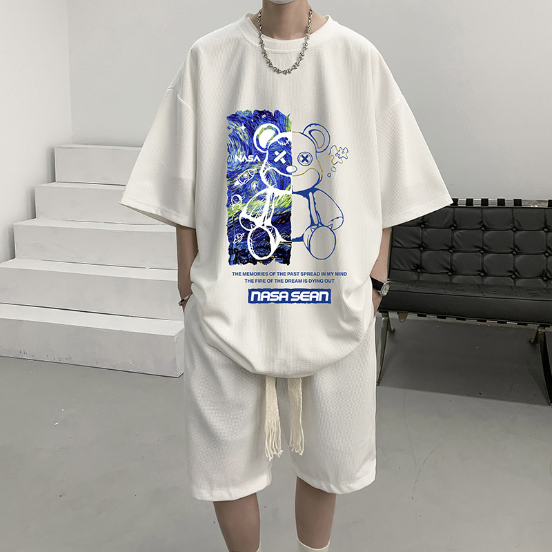 大码宽松短袖t恤男孩初中生夏季12一15岁大童套装上衣13至14体桖T