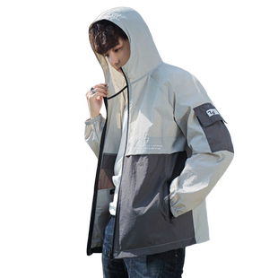 夏季青少年薄款防晒衣外套男休闲宽松高中学生潮牌帅气防晒服夹克