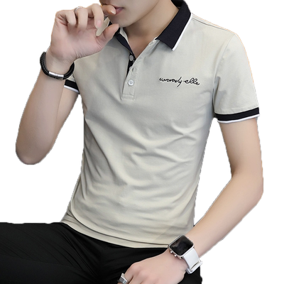 新款潮流男装polo衫带领短袖t