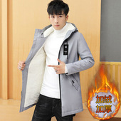 潮牌加厚外套宽松百搭潮流男士 风衣男中长款 秋冬外套韩版 加绒大衣
