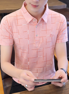 冰丝保罗男士短袖t恤夏季潮流翻领体恤衬衫领POLO衫半袖上衣服男