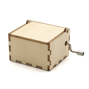 手摇小音乐盒发条八音盒卡农机芯礼物木制潮玩小型简易木质盒子