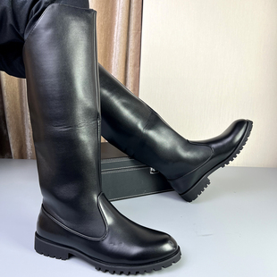 潮流透气时尚百搭马靴男士高筒长筒靴骑马仪仗队阅兵靴休闲皮靴子