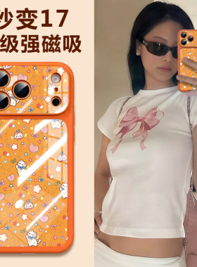 适用苹果17promax手机壳新款全包磁吸iphone16pro防摔小众13硅胶保护套橙色14独特巨好看女15高级感外秒变17