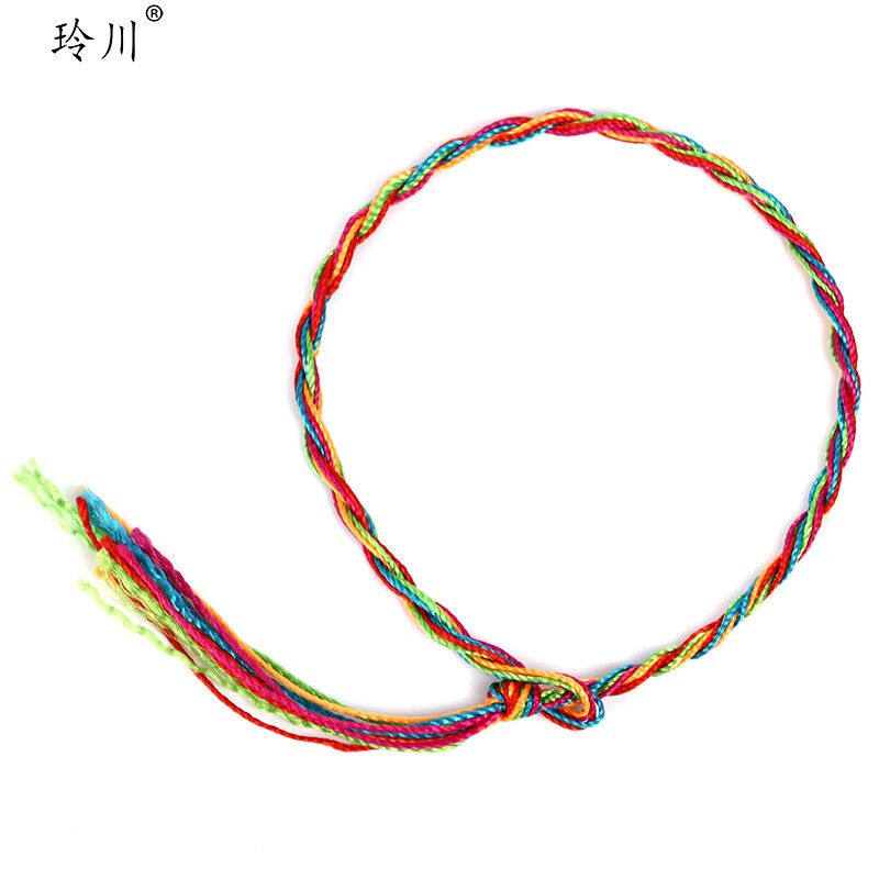 10根装端午节手工编织五彩绳细线五色线金刚结红绳手链脚链宝宝男