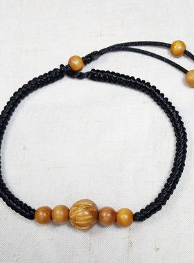 侨沁桃木红绳手链男女款脚链情侣手串护身手工编织随身手饰黑绳脚