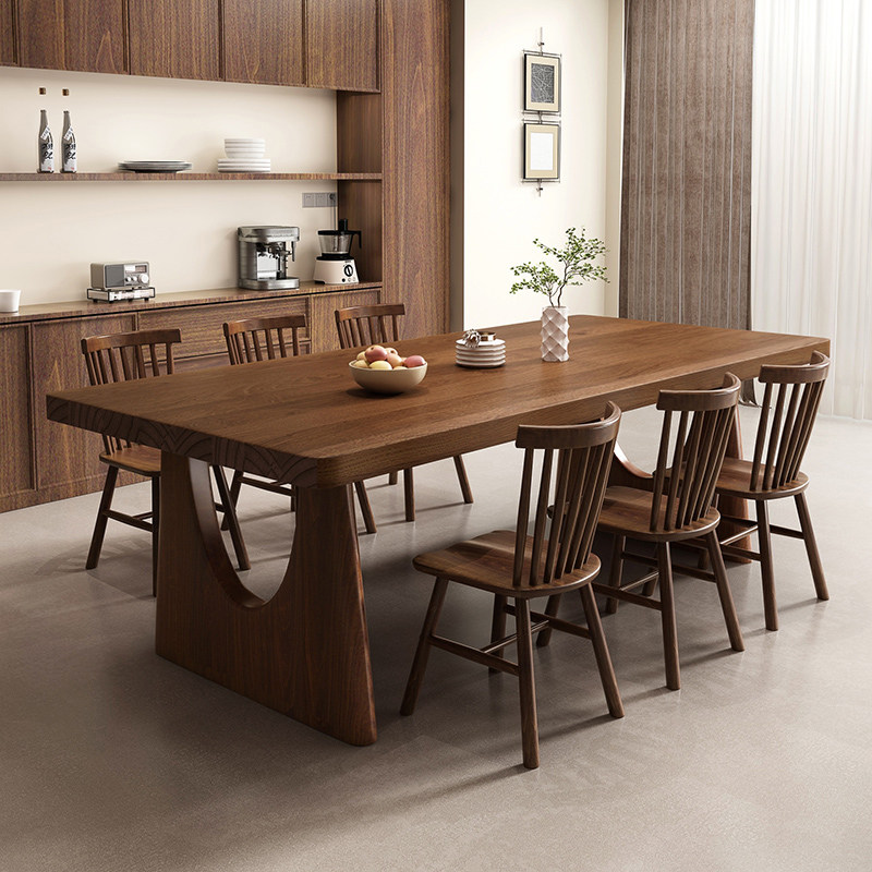 简约实木餐桌吃饭桌椅休闲洽谈泡茶桌书桌工作台一体长方形长桌
