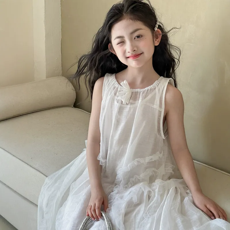 小红鱼女童棉麻背心裙套装夏装新款韩国童装独特亲子装连衣裙