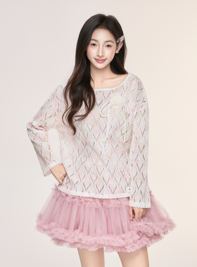 ICYNUDE官方店花朵镂空上衣