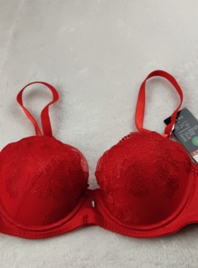 安莉芳旗下E一BRA胸罩本命年红色女文胸小胸聚拢内衣KB00070