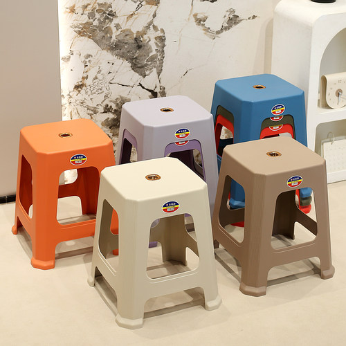42CM防滑塑料胶凳成人培训班加厚美食街方凳子家用茶几凳可叠放凳