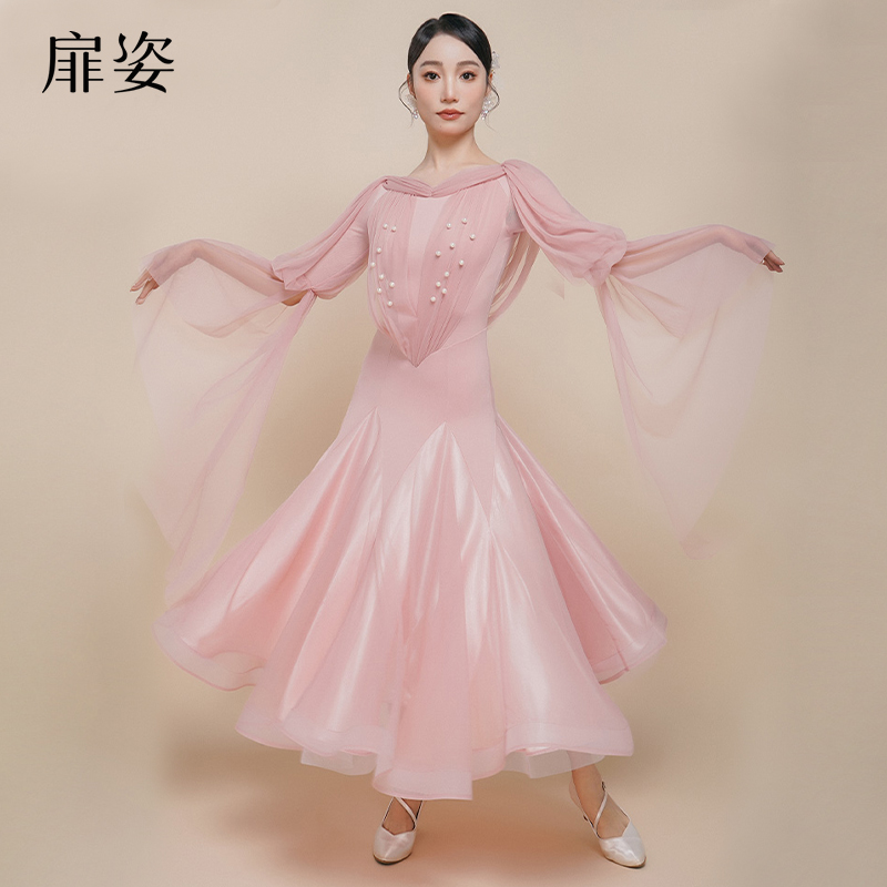 扉姿摩登舞華爾茲大擺演出連衣裙