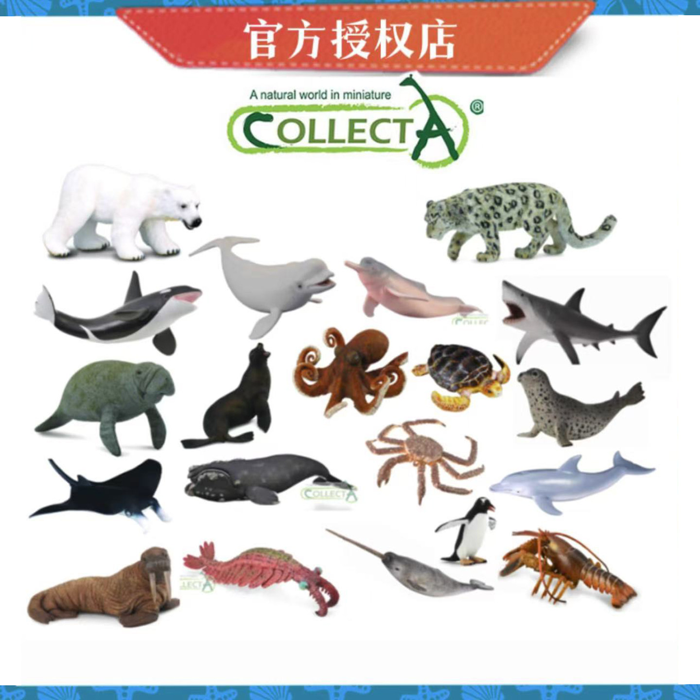 [海洋生物]CollectA我你他动物模型极地仿真模型北极熊企鹅海豚
