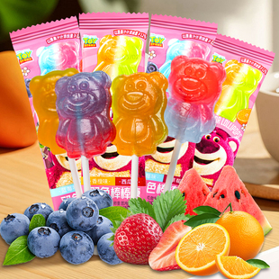 迪士尼草莓熊双味棒棒糖散装 儿童零食糖果生日满月周岁婚庆糖果品