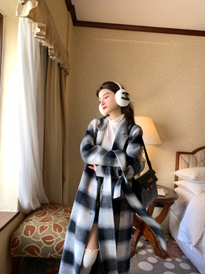 叶小婷法式格子双面尼短裙套装