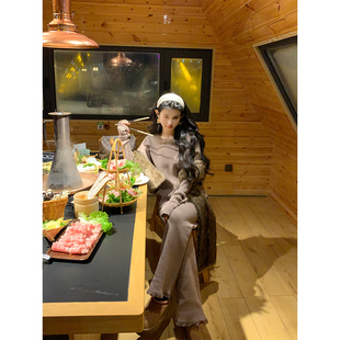 软糯高级感套装 YEXIAOTING叶小婷 长裤 咖色针织上衣毛衫 静谧遐意