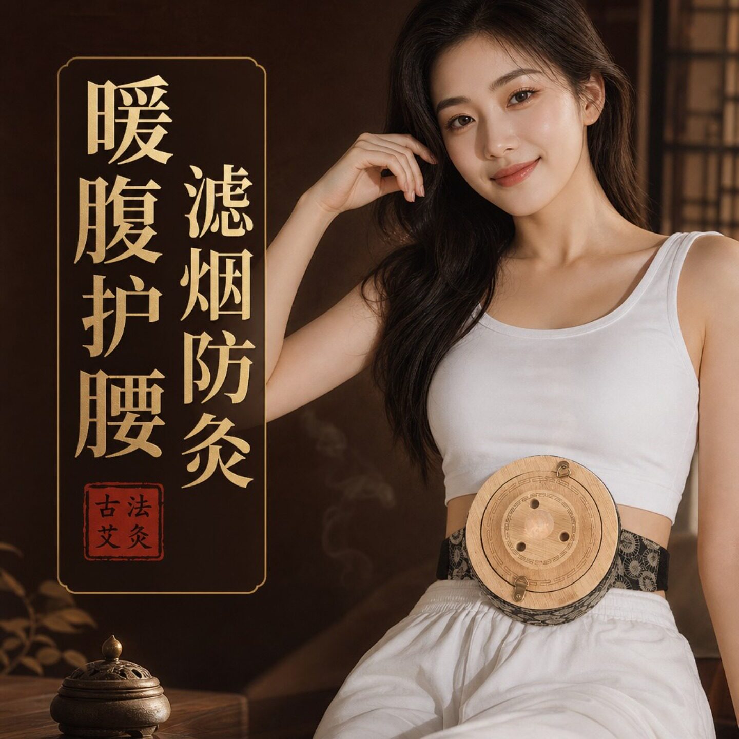 木质艾灸盒随身灸家用热敷肚子