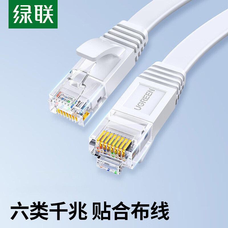 绿联扁平网线家用千兆六类成品薄扁线过门缝隐形连接宽带网络10米图片