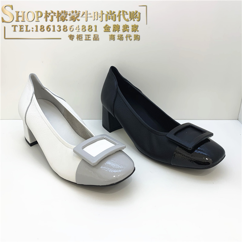 achette雅氏女鞋 2020春夏新款 粗跟高跟方扣装饰正装女单鞋4mj2