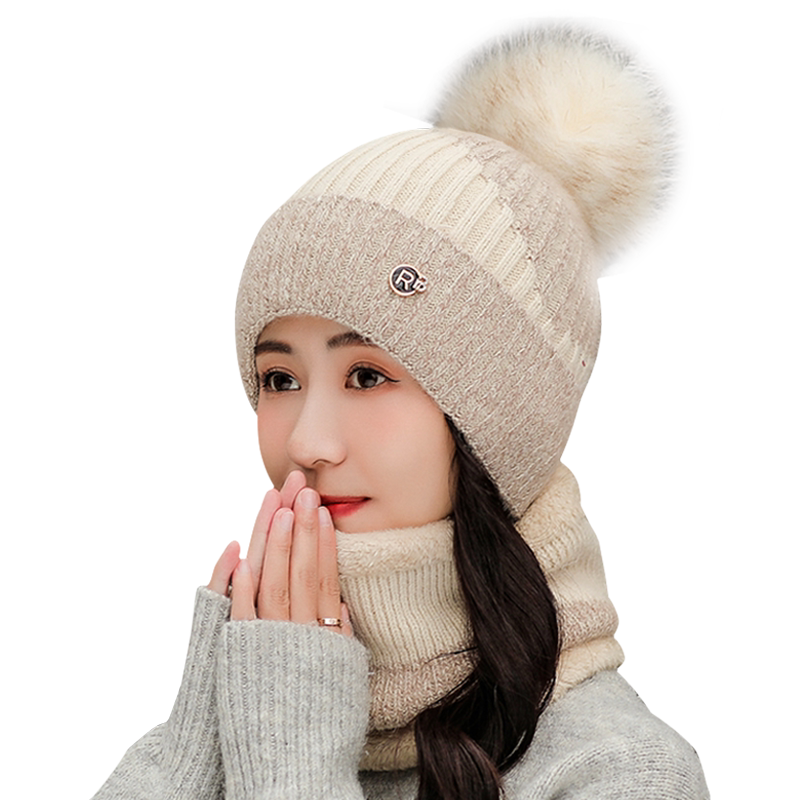 帽子女士秋冬天韩版百搭骑车保暖加绒兔毛线帽防寒护耳加厚针织帽