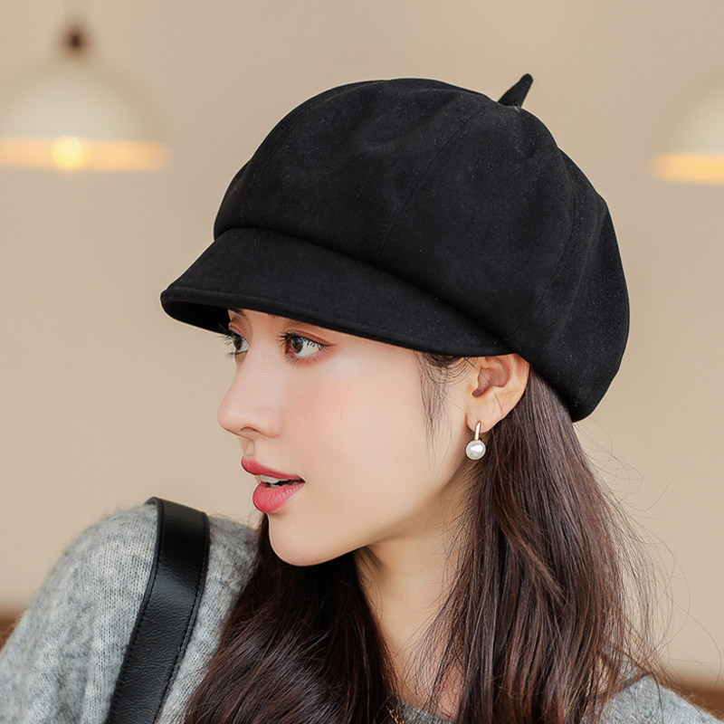 黑色贝雷帽女秋冬季日系文艺百搭八角画家帽女网红显脸小鸭舌帽子,服饰配件/皮带/帽子/围巾,帽子,淘宝优惠券,粉丝福利购,淘宝优惠卷
