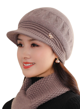 冬季妈妈帽子女中老年针织毛线帽