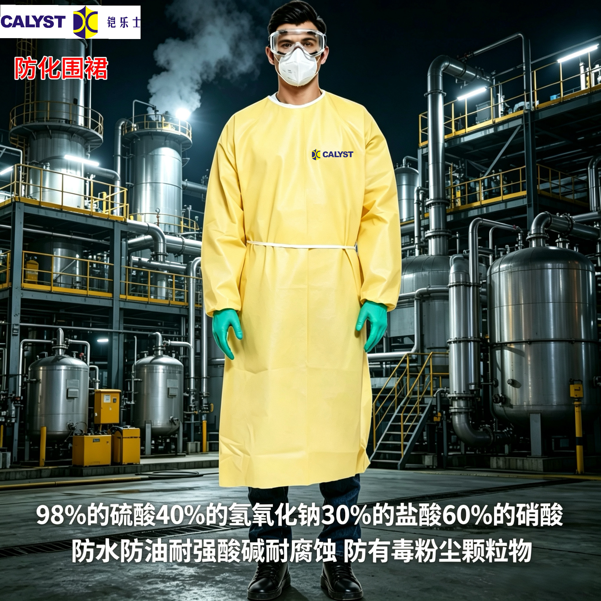 calyst铠乐士C级AP301防化反穿衣围裙罩衣耐强酸碱防生化防油污