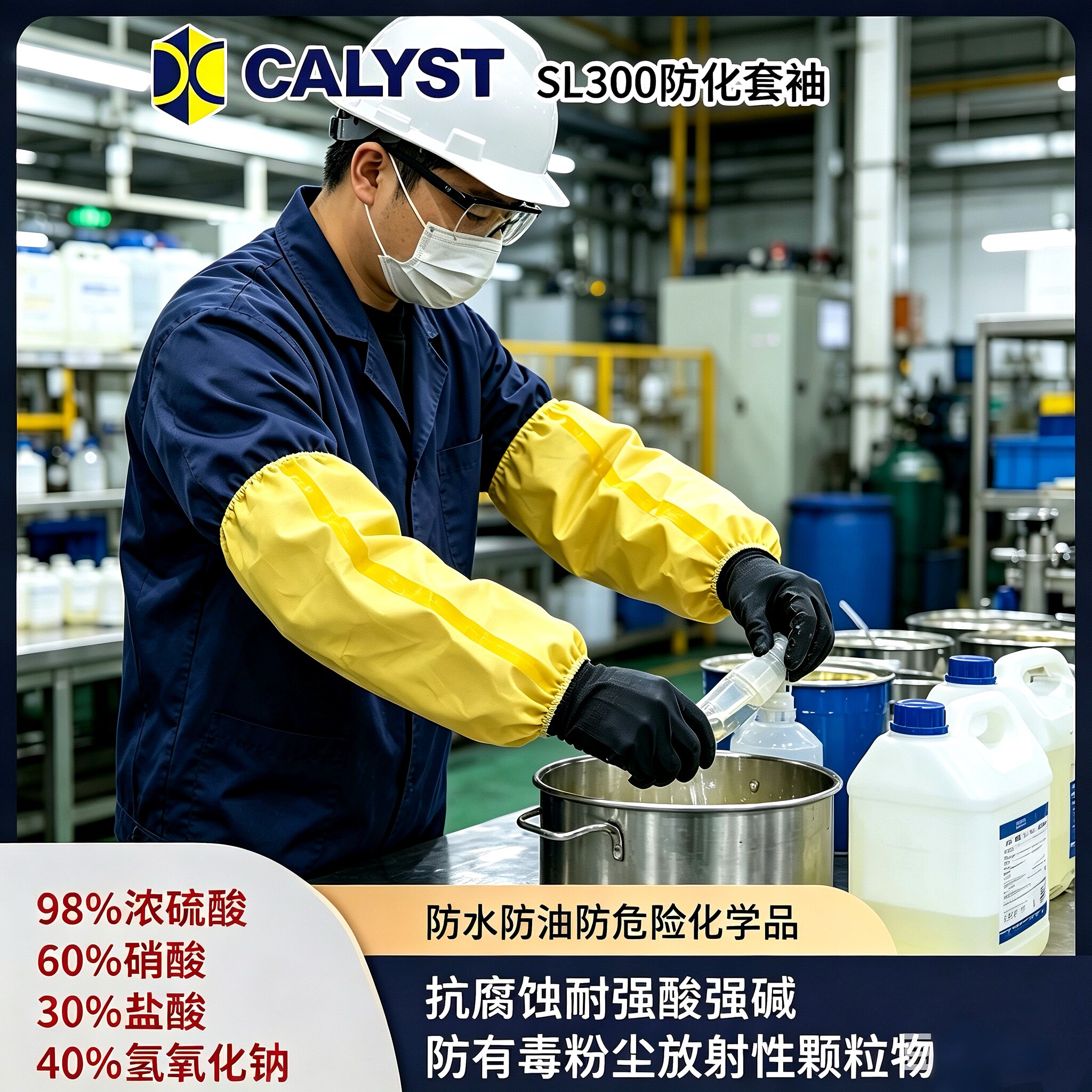 calyst铠乐士SL300防化套袖C级耐强酸碱抗腐蚀防毒防油化工实验图片