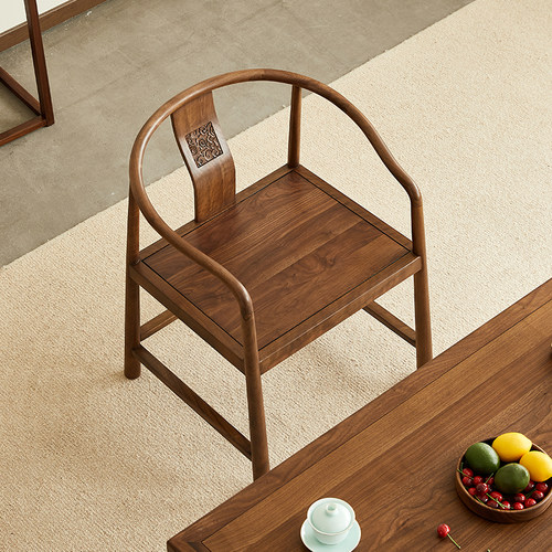 yamoo圈椅北美黑胡桃木