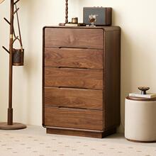 yamoo北美黑胡桃木五斗柜北欧实木斗柜客厅边柜现代储物柜抽屉柜