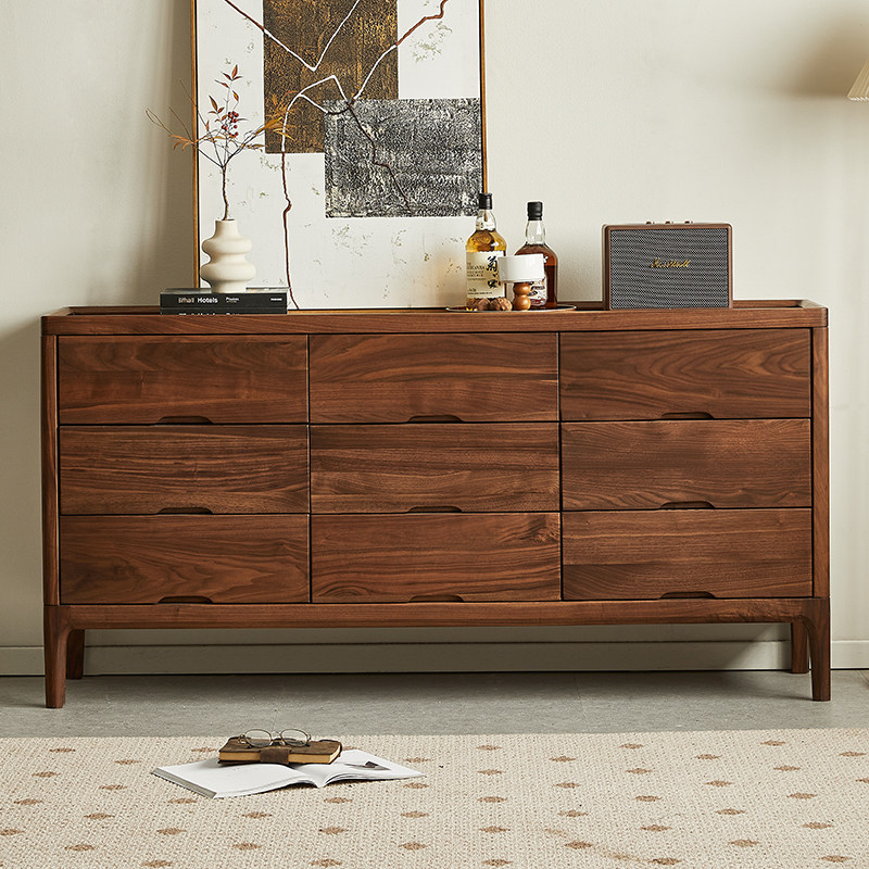 yamoo 北美黑胡桃木九斗柜北欧简约实木抽屉储物柜家用客厅收纳柜,住宅家具,斗柜,淘宝优惠券,粉丝福利购,淘宝优惠卷