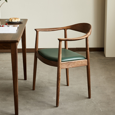 yamoo肯尼迪椅北美黑胡桃木书椅北欧简约实木书房家用靠背休闲椅