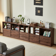 yamoo北美黑胡桃木书柜北欧简约全实木储物柜家用客厅落地收纳柜