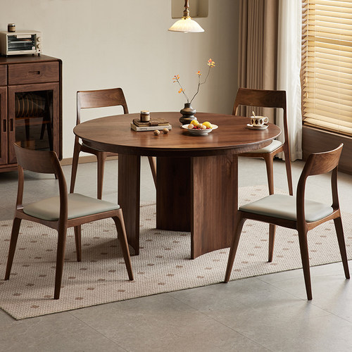 yamoo圆形北欧风格实木餐桌