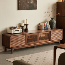 yamoo北美黑胡桃木全实木电视柜北欧简约电视机柜客厅家用地柜