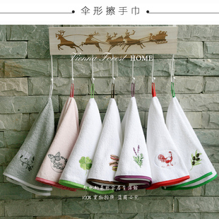 原单出口全棉刺绣毛圈伞状可挂式擦手巾可爱图案厨房卫生间用