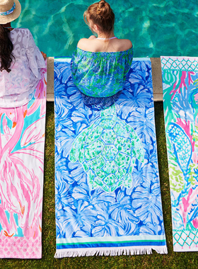 时尚潮款「lilly pulitzer的秘密花园」全棉沙滩巾纯棉浴巾绣名字