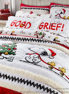 最爱Snoopy「花生家的圣诞节」儿童床品柔软贴身绗缝被