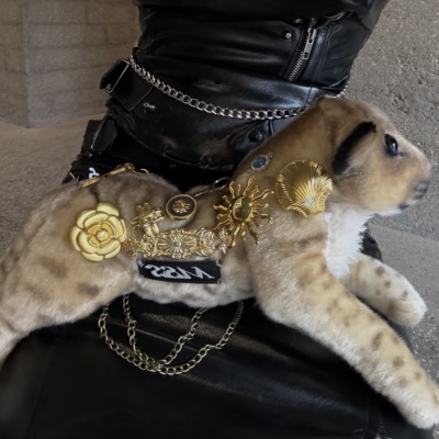 mssstudio可爱毛绒猎豹单肩包