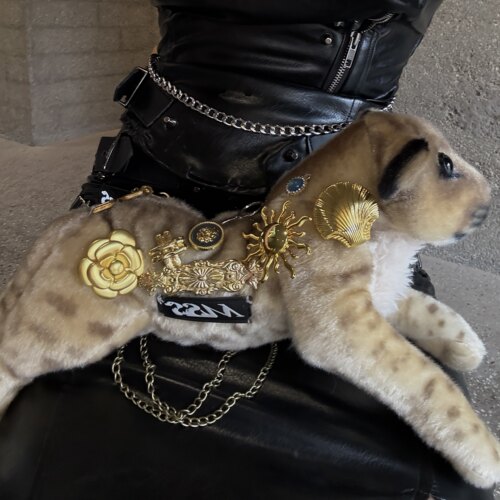 mssstudio可爱毛绒猎豹单肩包